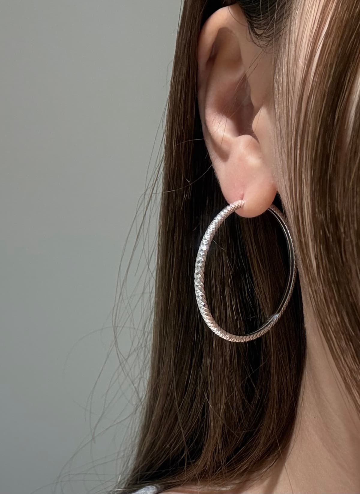 Silver 925 Door Handle Italian Cut Ring Earrings - 이미지 8