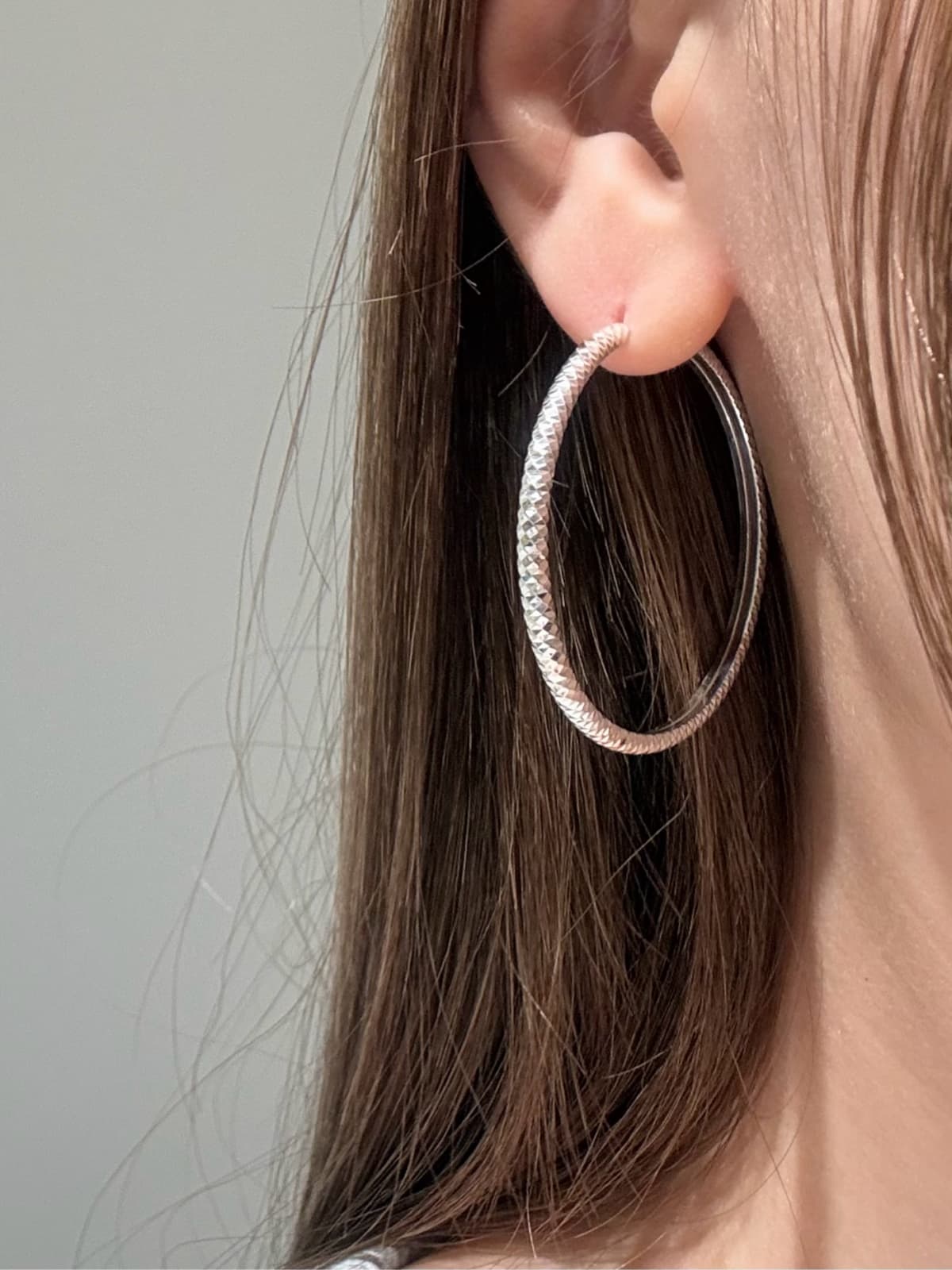Silver 925 Door Handle Italian Cut Ring Earrings - 이미지 6