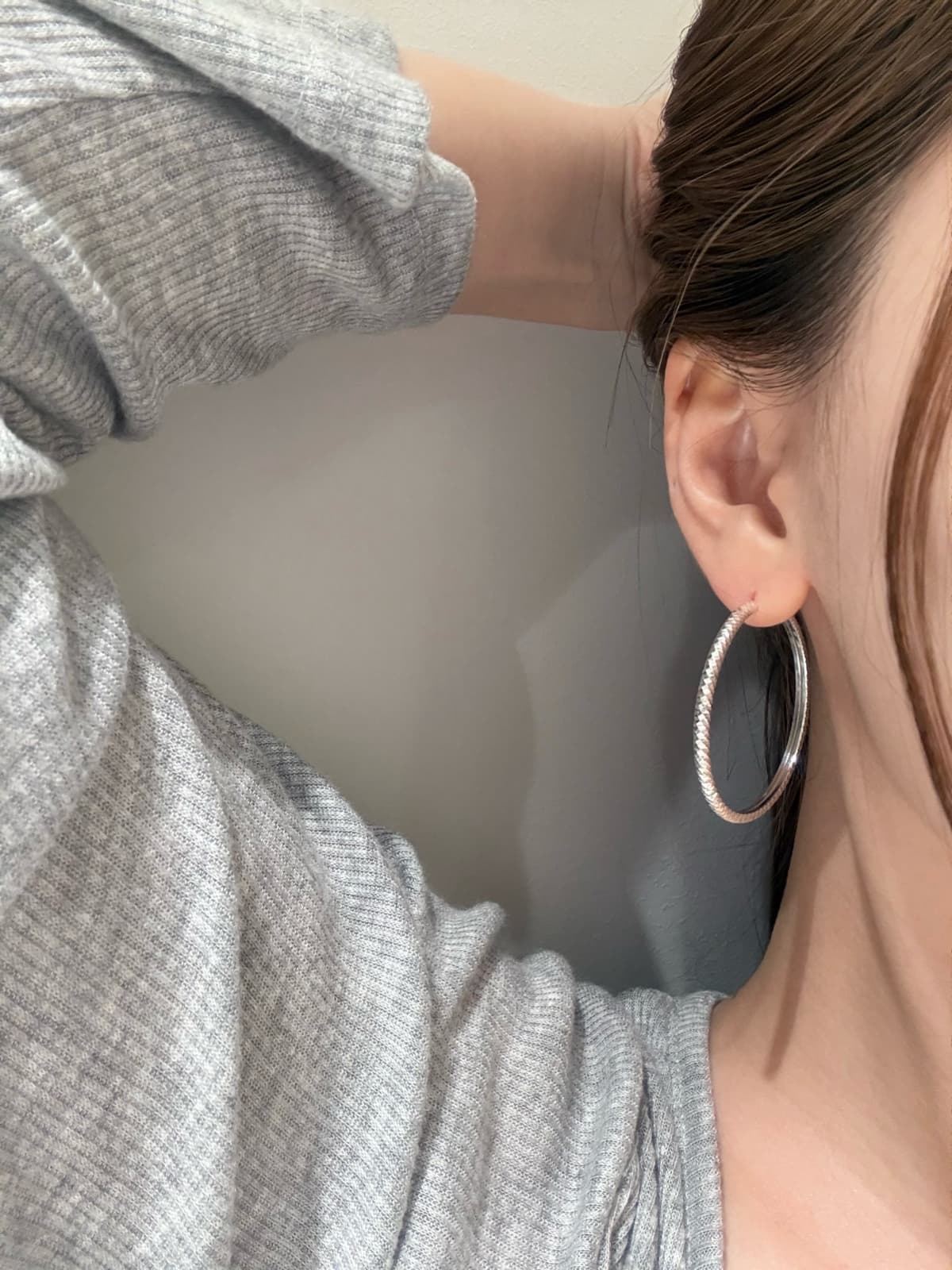 Silver 925 Door Handle Italian Cut Ring Earrings - 이미지 2