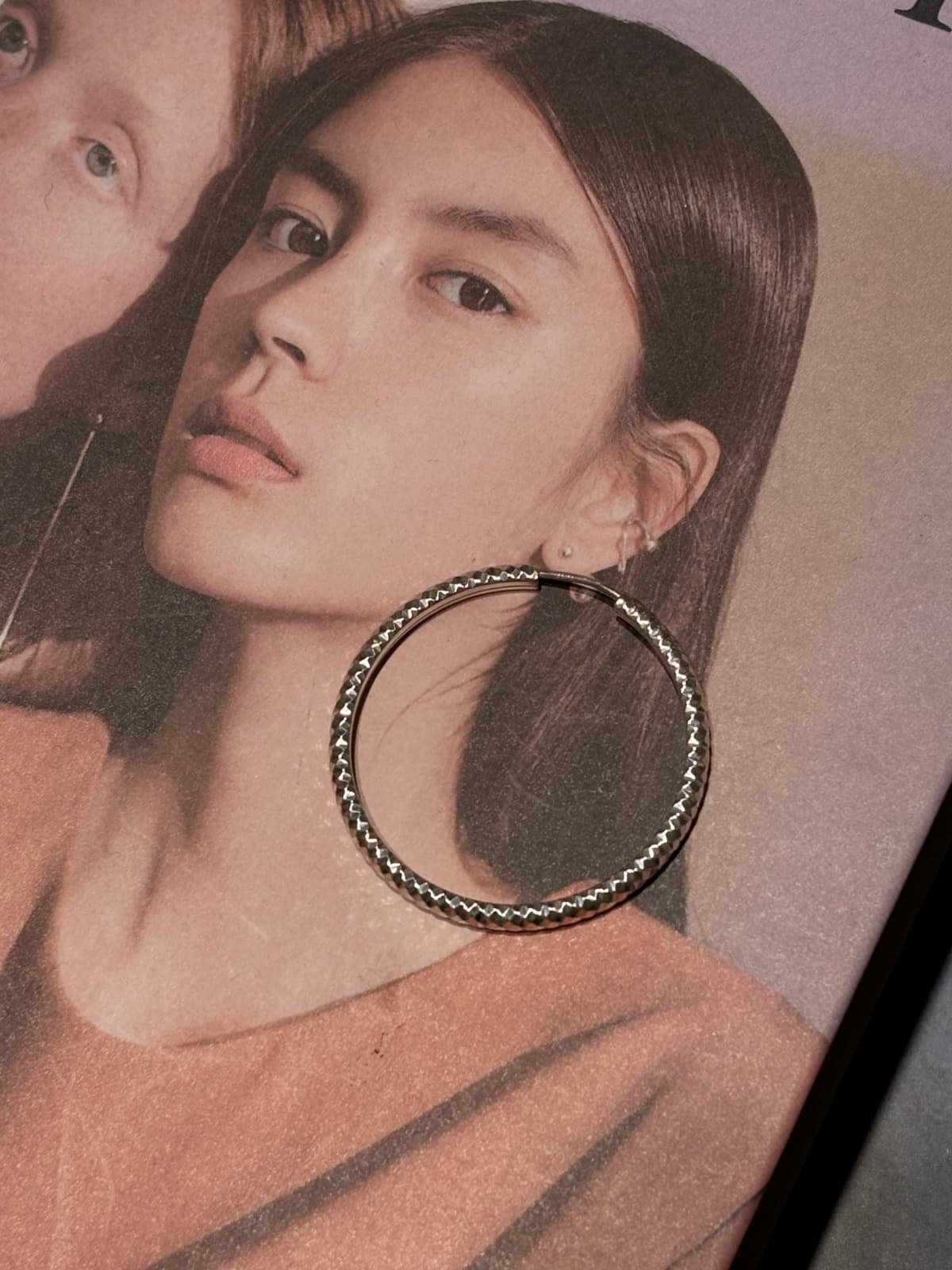 Silver 925 Door Handle Italian Cut Ring Earrings - 이미지 9