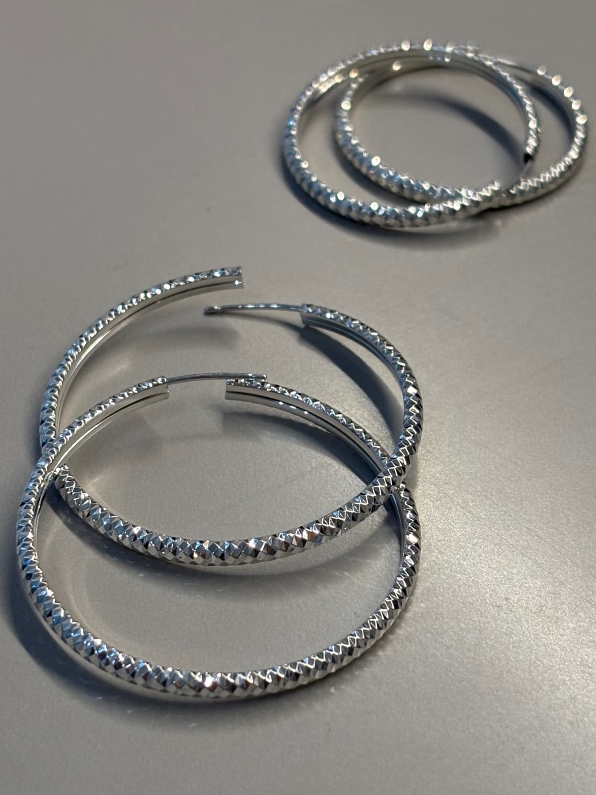 Silver 925 Door Handle Italian Cut Ring Earrings - 이미지 11