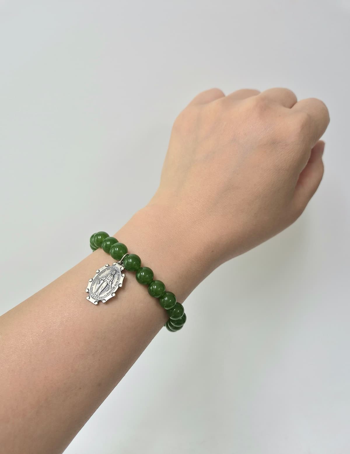 8mm Green Onyx Banding Bracelet (Virgin Mary) - 이미지 4