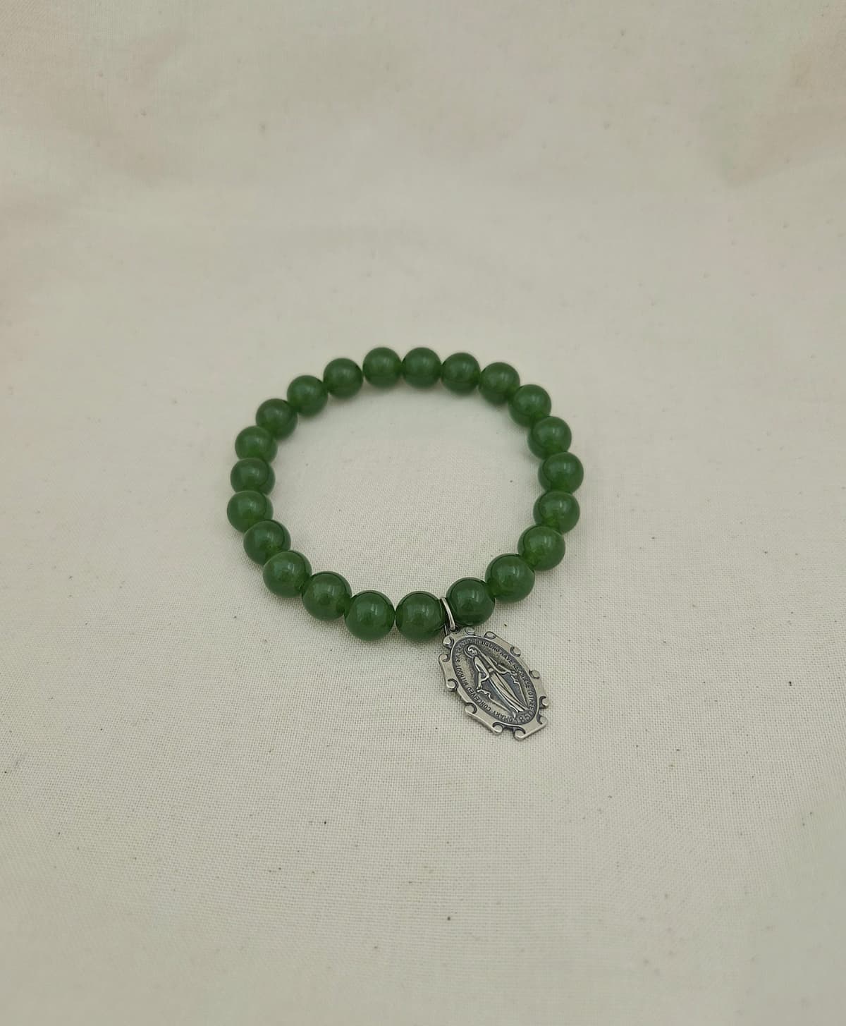 8mm Green Onyx Banding Bracelet (Virgin Mary) - 이미지 1