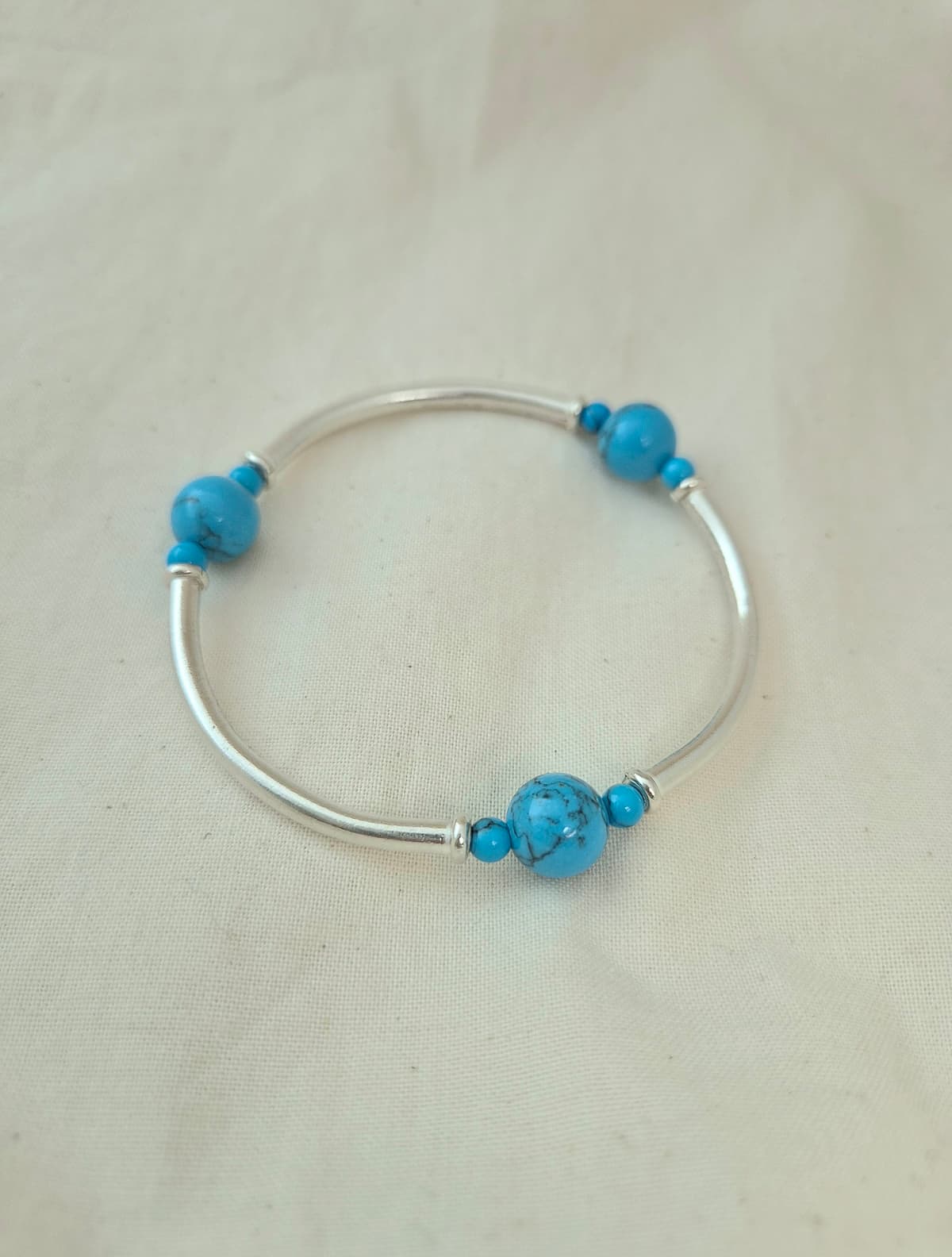 Turquoise silver pipe banding bracelet - 이미지 5