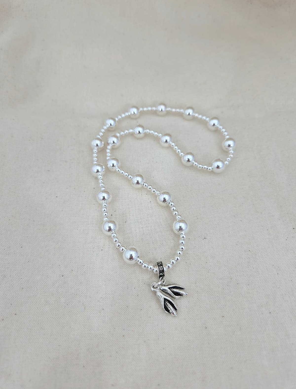 Double-strand silver ball banding bracelet (corn) - 이미지 3