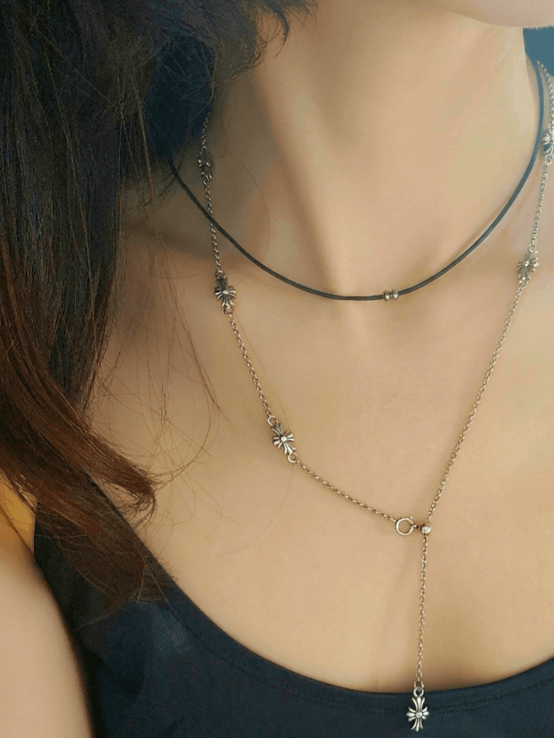 Y-shaped layered drop neck - 이미지 8