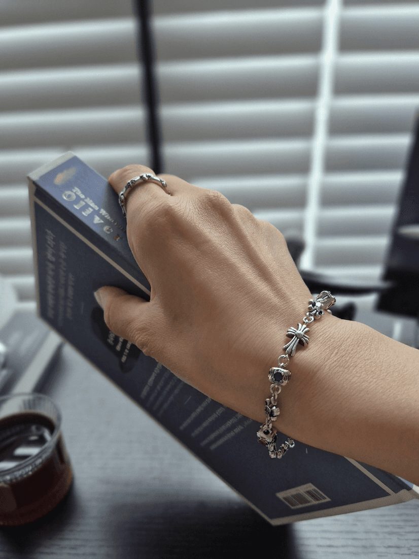 Silver-tone multicolor cubic zirconia charm chain bracelet - 이미지 8