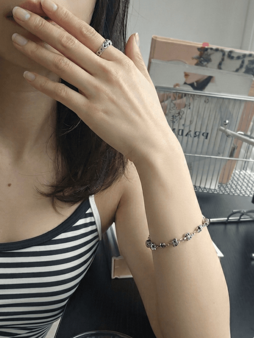 Silver-tone multicolor cubic zirconia charm chain bracelet - 이미지 1