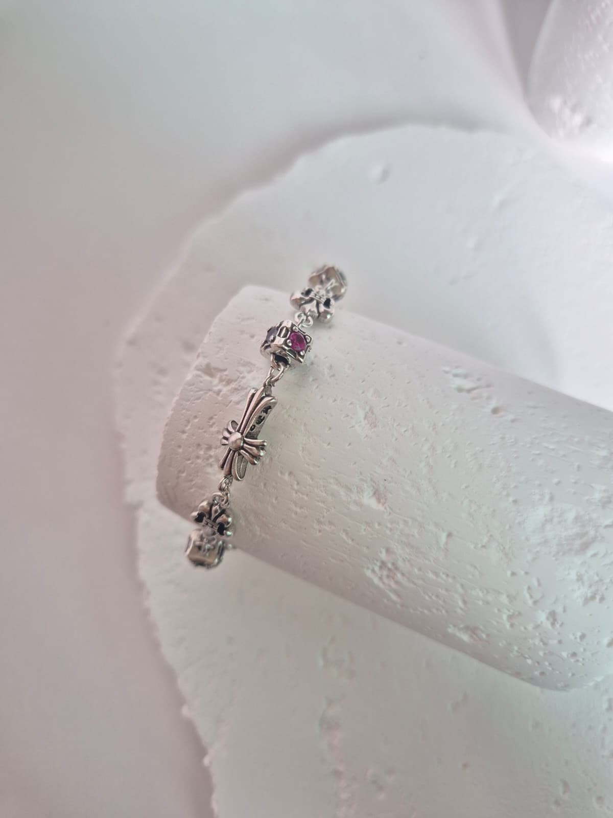 Silver-tone multicolor cubic zirconia charm chain bracelet - 이미지 3