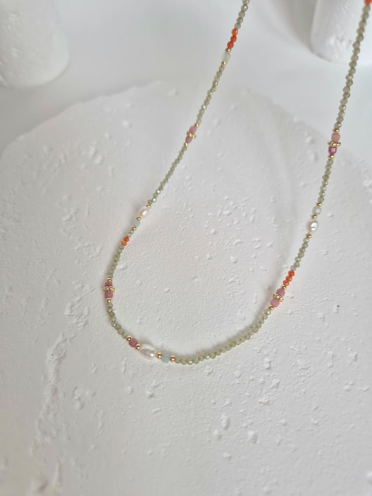 Freshwater Pearl Colored Bead Necklace - 이미지 6