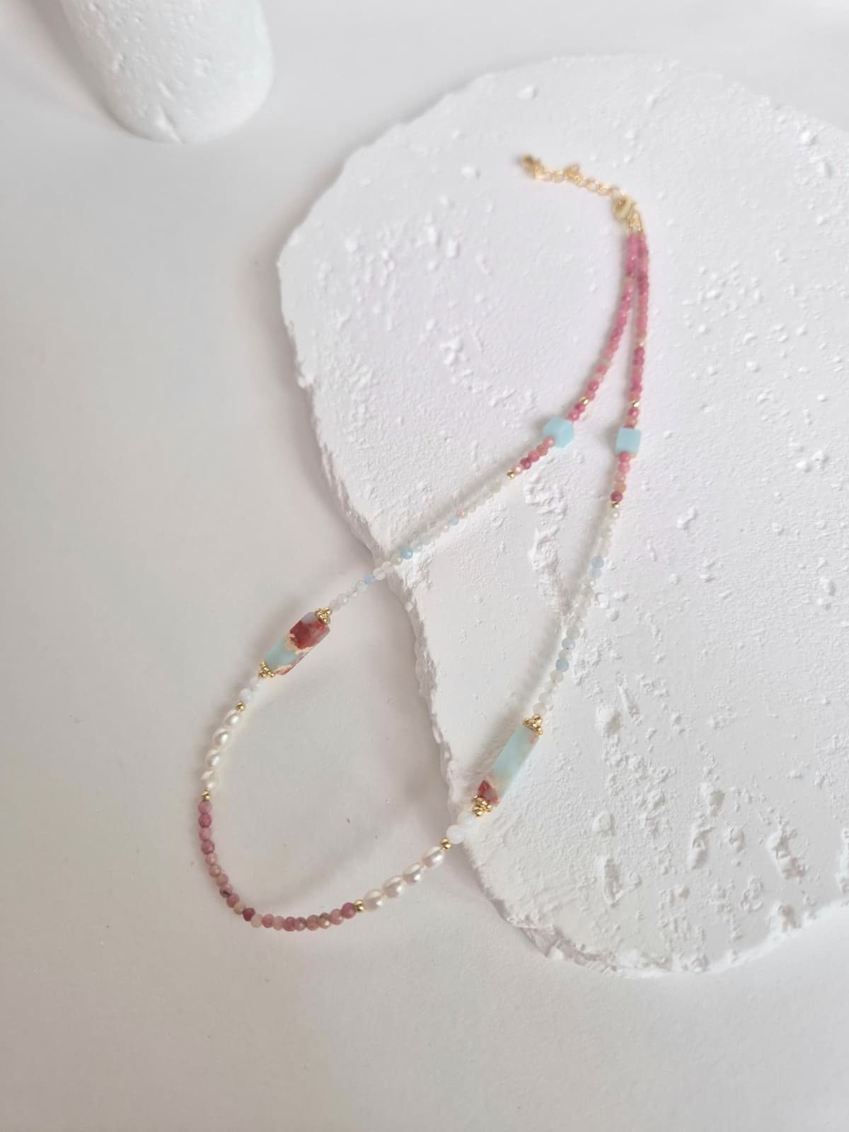Pastel Pearl Mix Summer Bead Necklace - 이미지 1