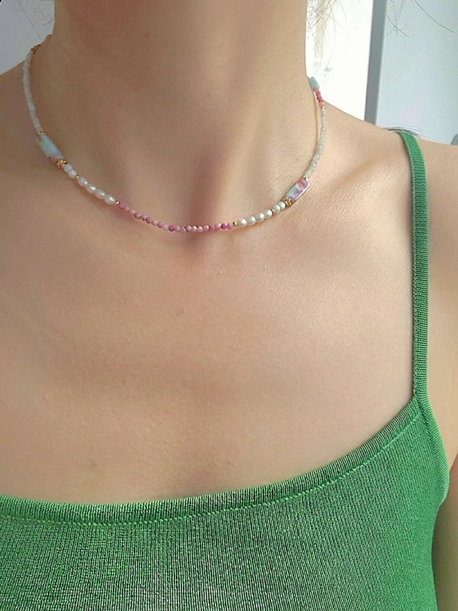 Pastel Pearl Mix Summer Bead Necklace - 이미지 6