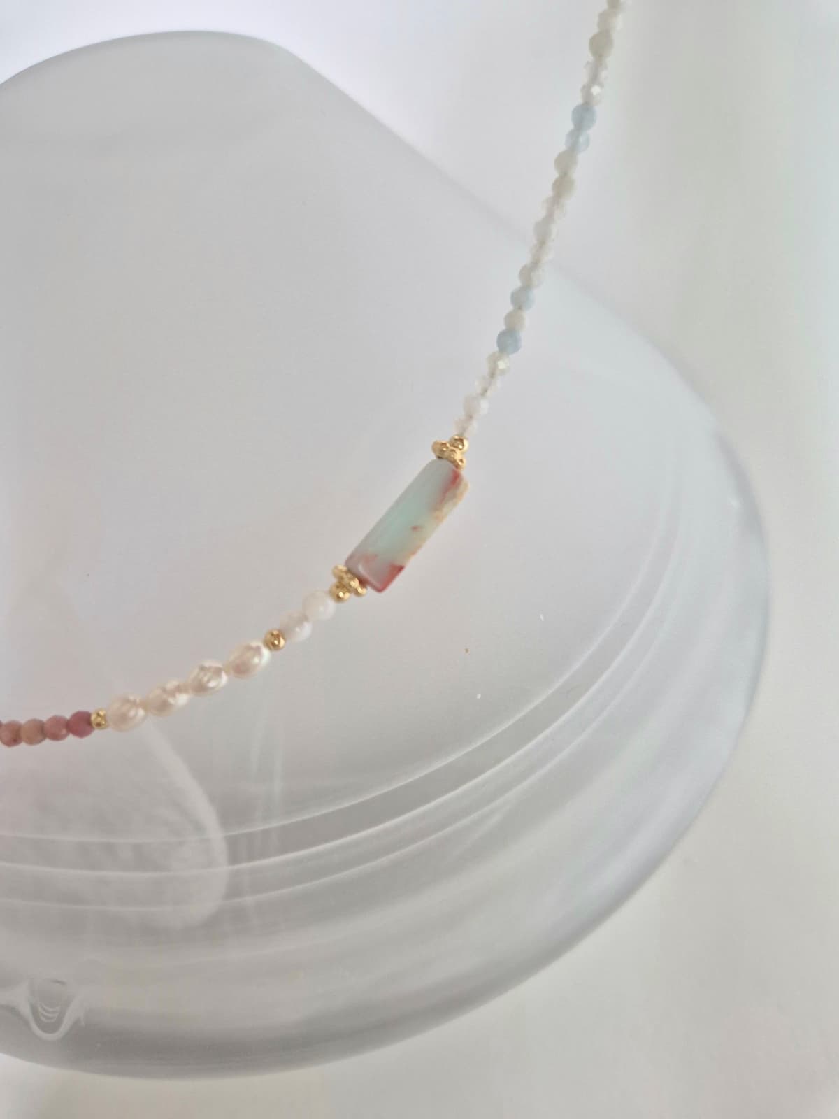 Pastel Pearl Mix Summer Bead Necklace - 이미지 3