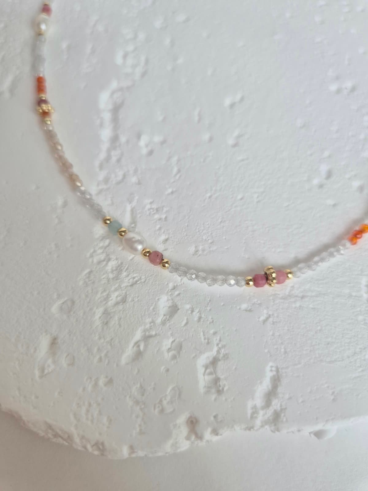 Colored Bead Pearl Point Choker Summer Necklace - 이미지 5