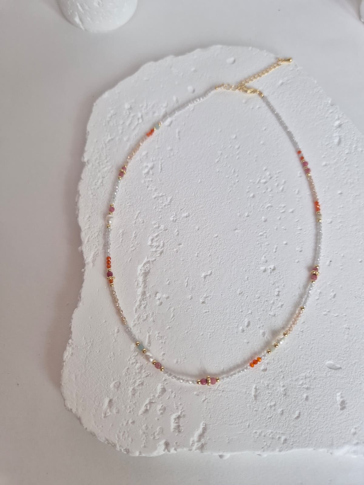 Colored Bead Pearl Point Choker Summer Necklace - 이미지 7