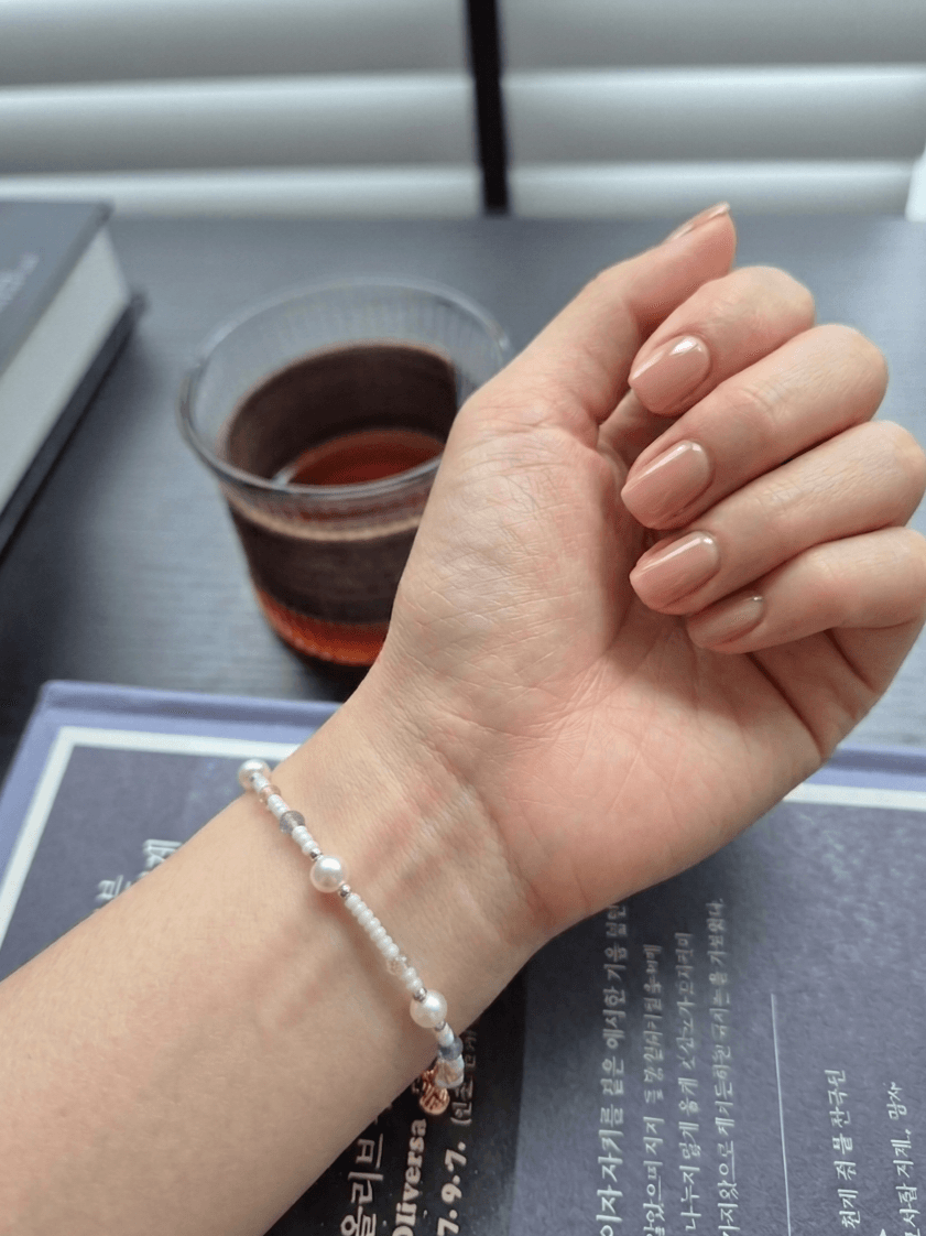 Surgical Steel Natural Stone Pearl Seed Bead Gemstone Layered Summer Bracelet - 이미지 5