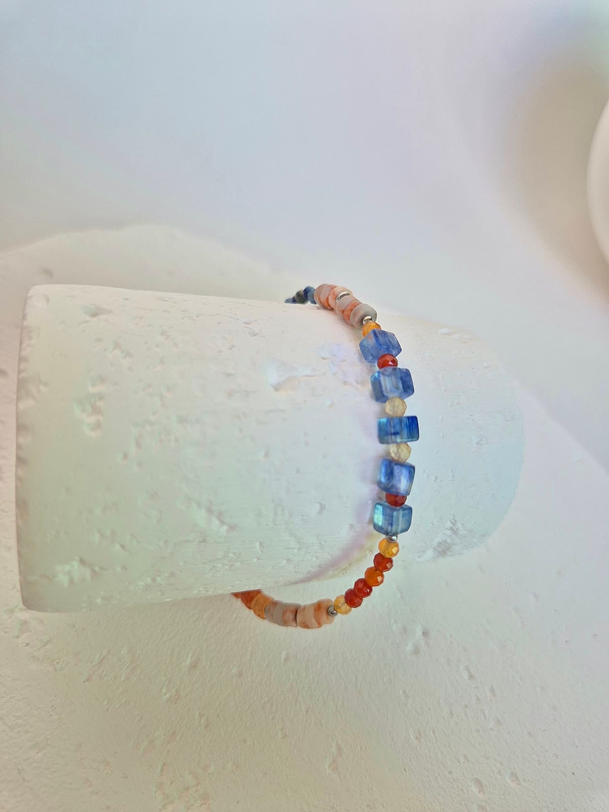 Surgical Steel Blue Orange Mix Beads Summer Layered Bracelet - 이미지 6