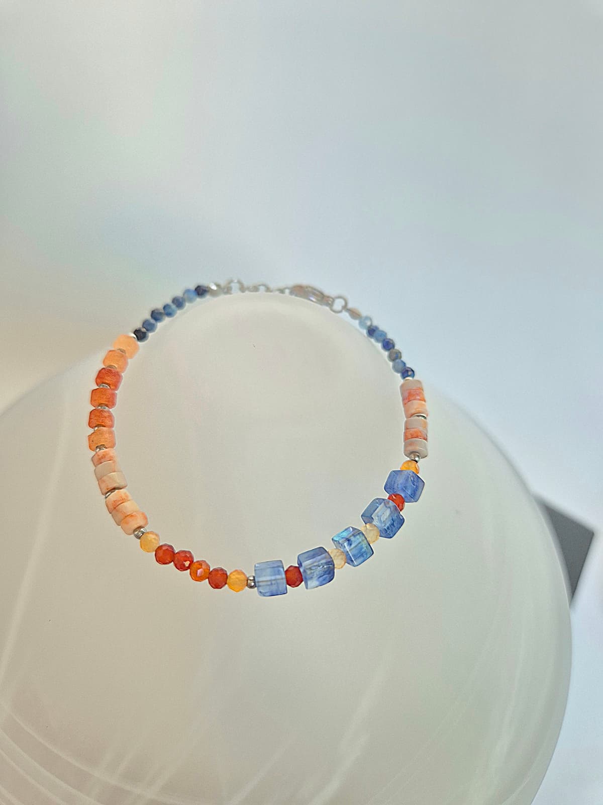 Surgical Steel Blue Orange Mix Beads Summer Layered Bracelet - 이미지 3