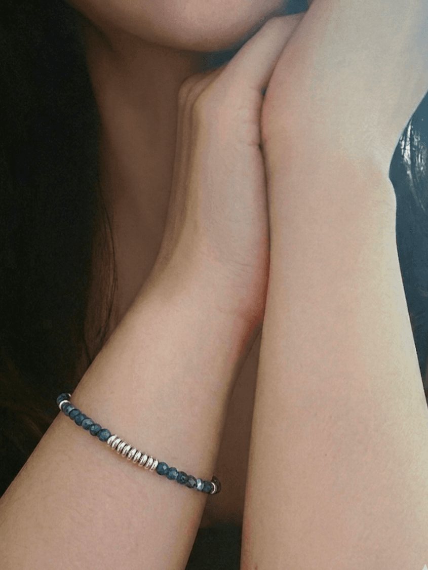 Surgical Steel Circling Gemstone Bead Point Men's and Women's Layered Bracelet - 이미지 4