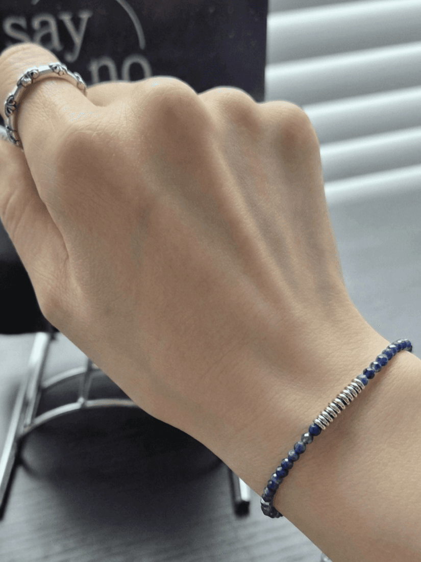 Surgical Steel Circling Gemstone Bead Point Men's and Women's Layered Bracelet - 이미지 9