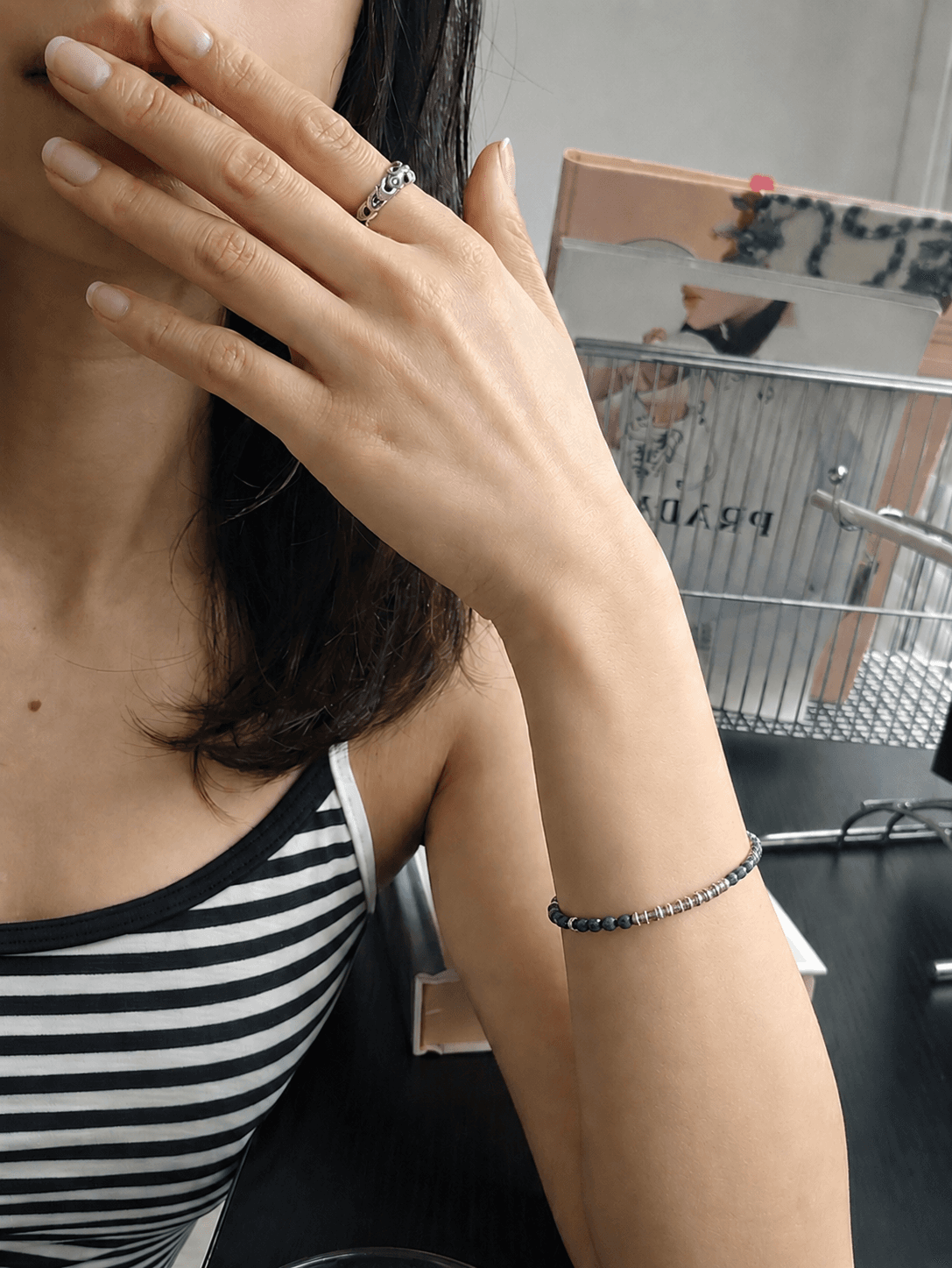 Surgical Steel Circling Gemstone Bead Point Men's and Women's Layered Bracelet - 이미지 12