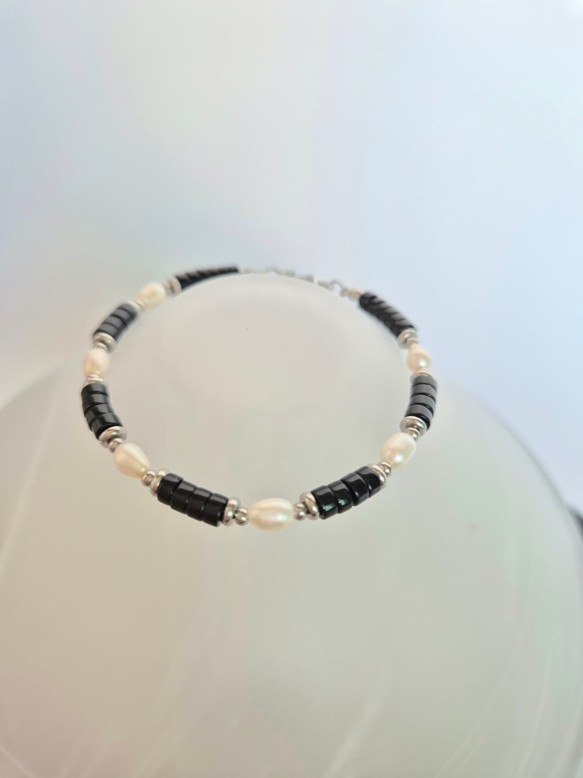Surgical Steel Bead Pearl Chic Point Layered Bracelet - 이미지 2