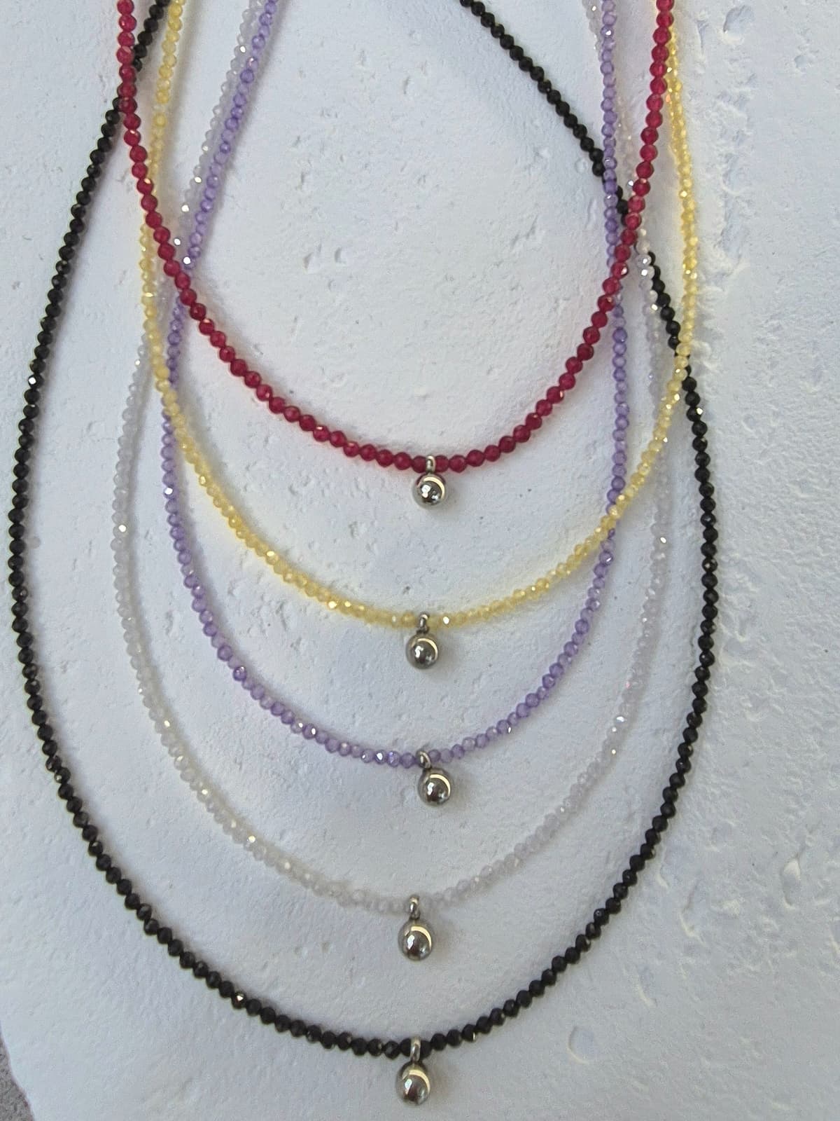 Colored Gemstone Bead Choker Surgical Steel Pendant Layered Daily Necklace - 이미지 10