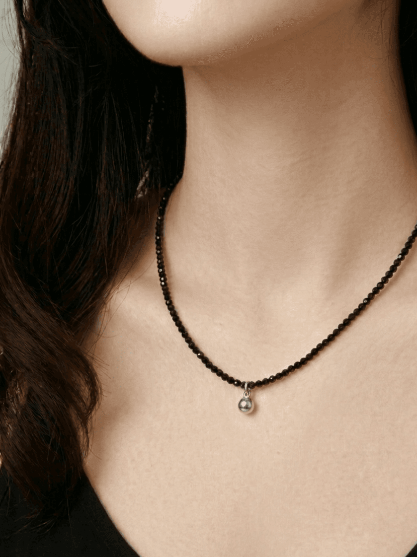 Colored Gemstone Bead Choker Surgical Steel Pendant Layered Daily Necklace - 이미지 6