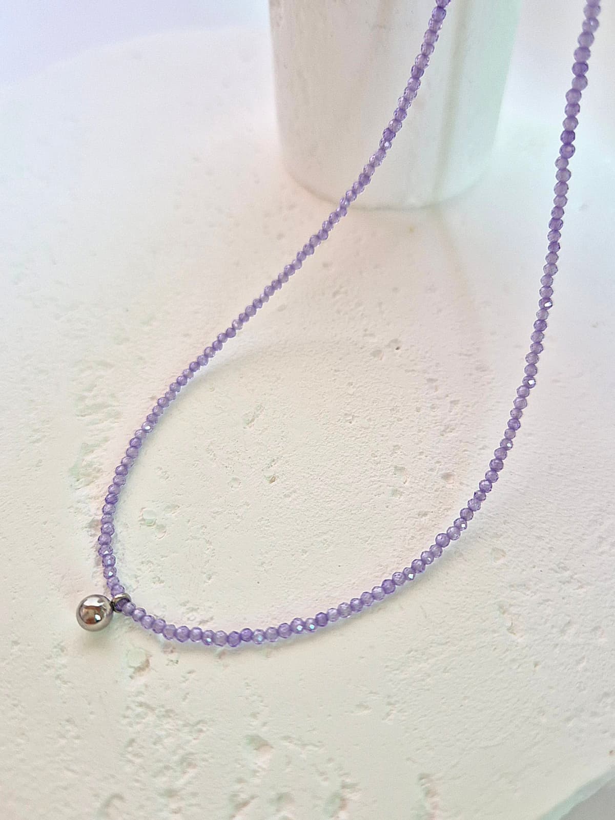 Colored Gemstone Bead Choker Surgical Steel Pendant Layered Daily Necklace - 이미지 9