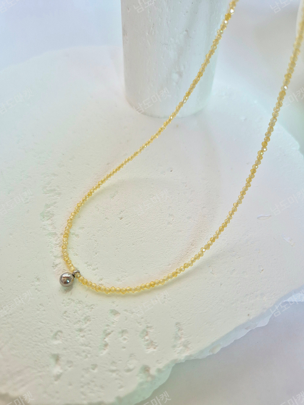 Colored Gemstone Bead Choker Surgical Steel Pendant Layered Daily Necklace - 이미지 5