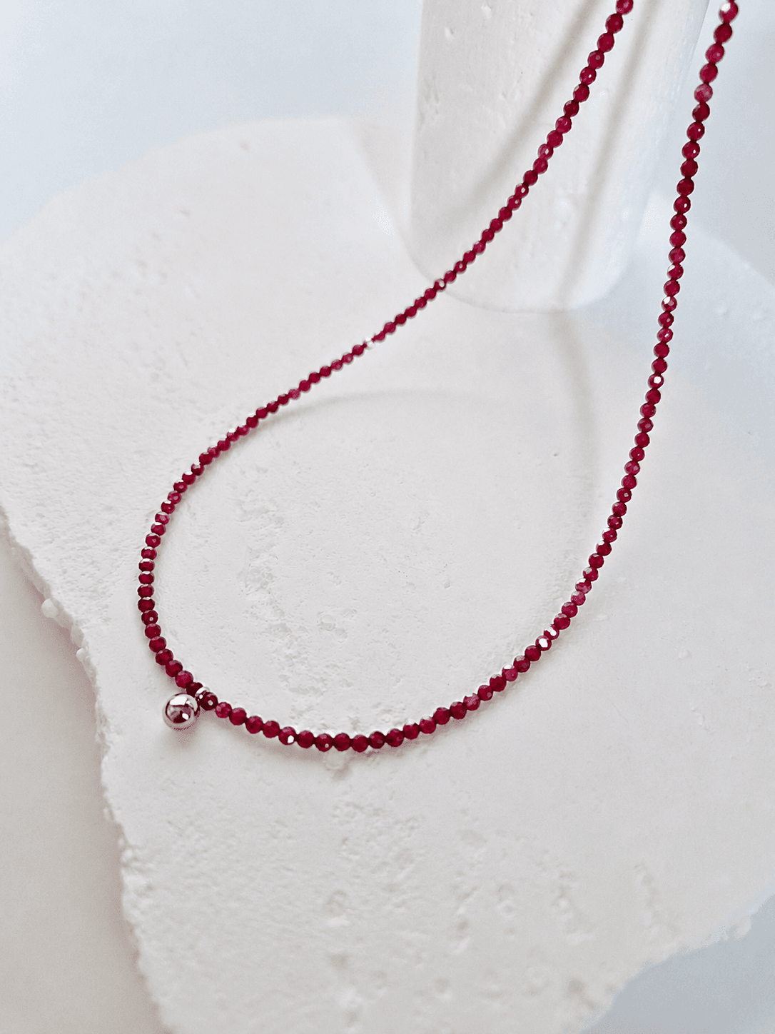 Colored Gemstone Bead Choker Surgical Steel Pendant Layered Daily Necklace - 이미지 2