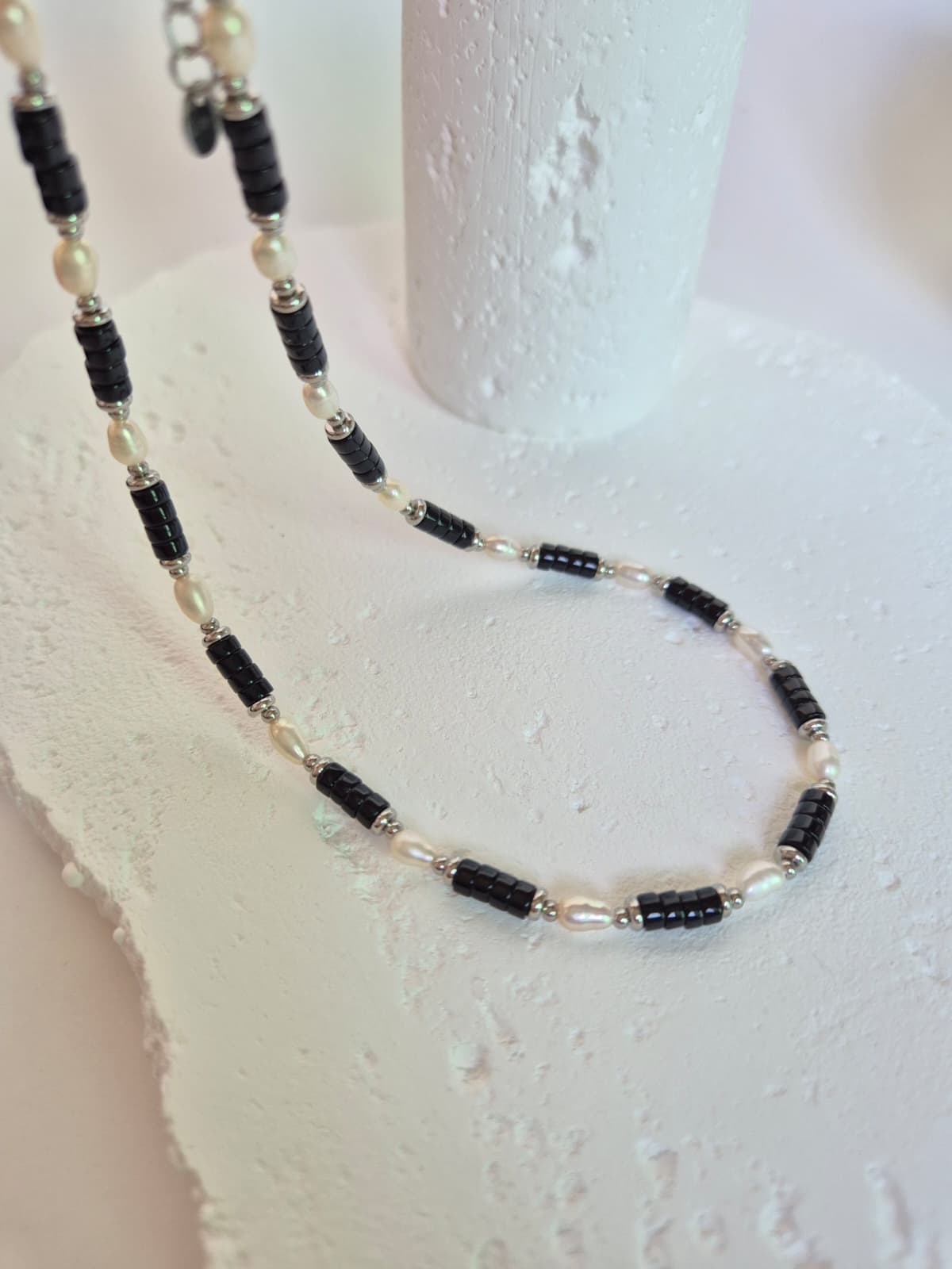 Surgical Steel Luxury Gemstone Beaded Choker Pearl Necklace - 이미지 4