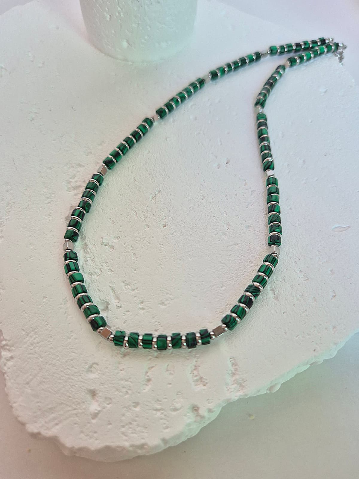 Surgical Steel Marble Bead Gemstone Chic Choker Necklace - 이미지 2