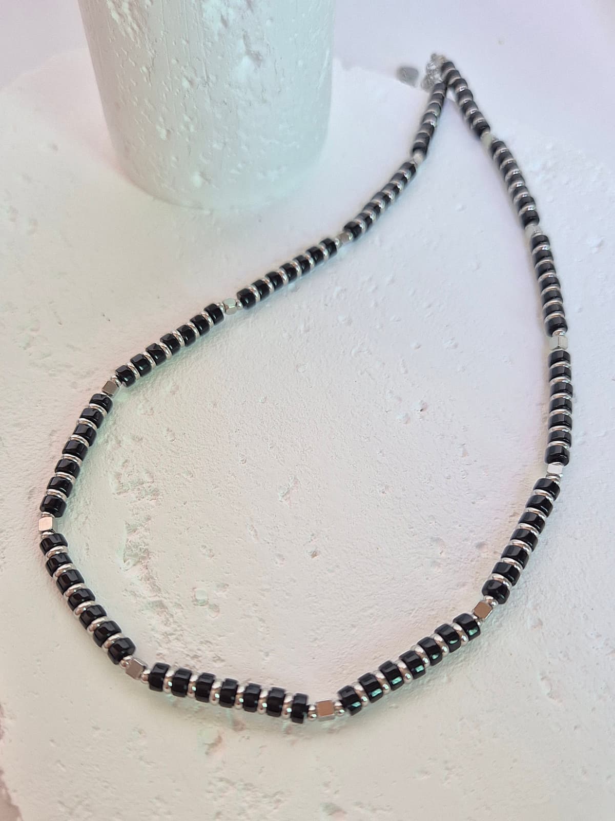 Surgical Steel Marble Bead Gemstone Chic Choker Necklace - 이미지 6
