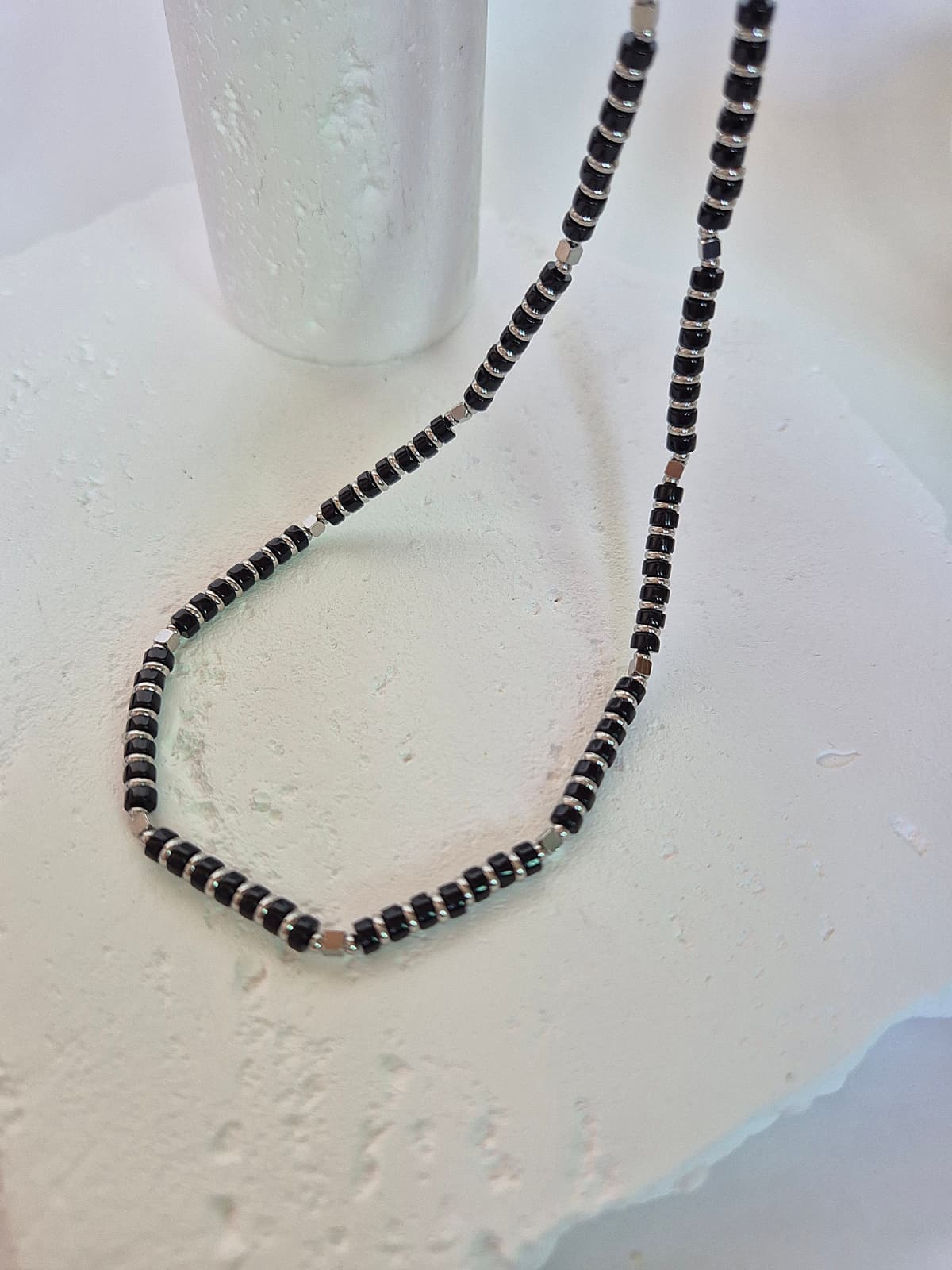 Surgical Steel Marble Bead Gemstone Chic Choker Necklace - 이미지 9