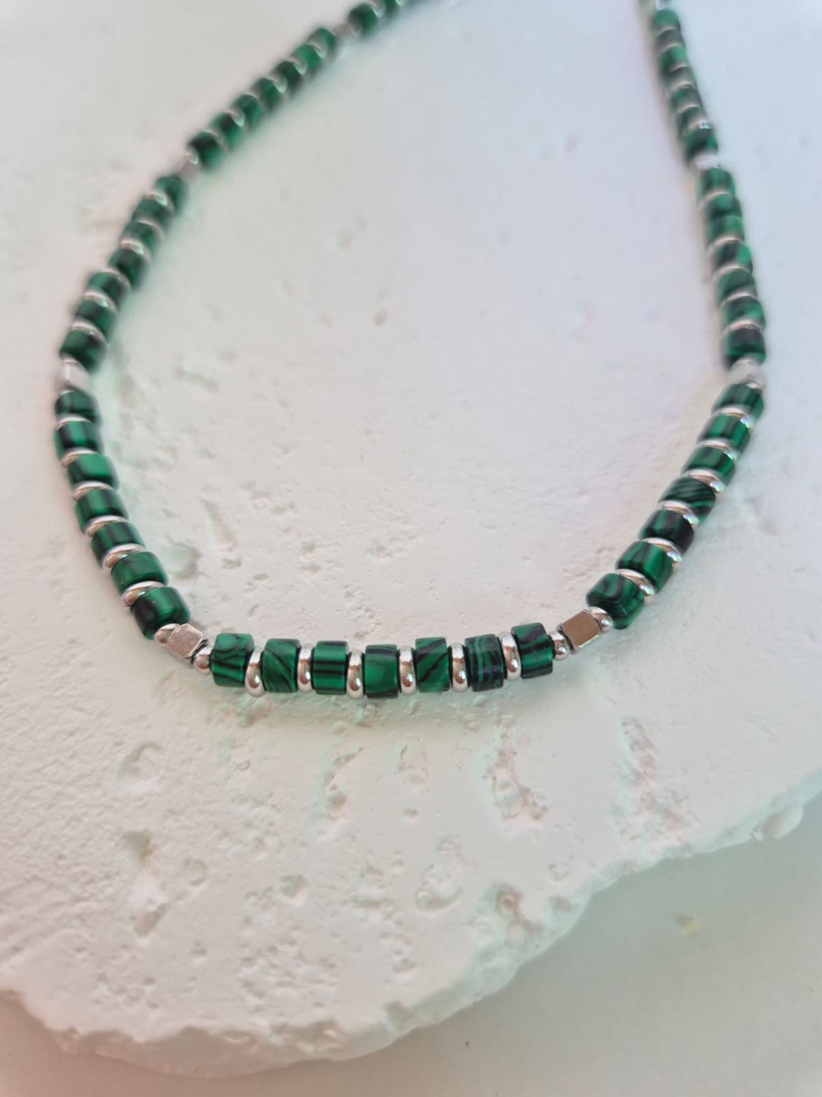 Surgical Steel Marble Bead Gemstone Chic Choker Necklace - 이미지 4