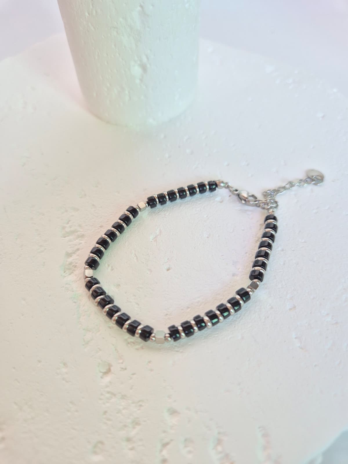 Surgical Steel Green Black Gemstone Bead Chain Daily Bracelet - 이미지 7