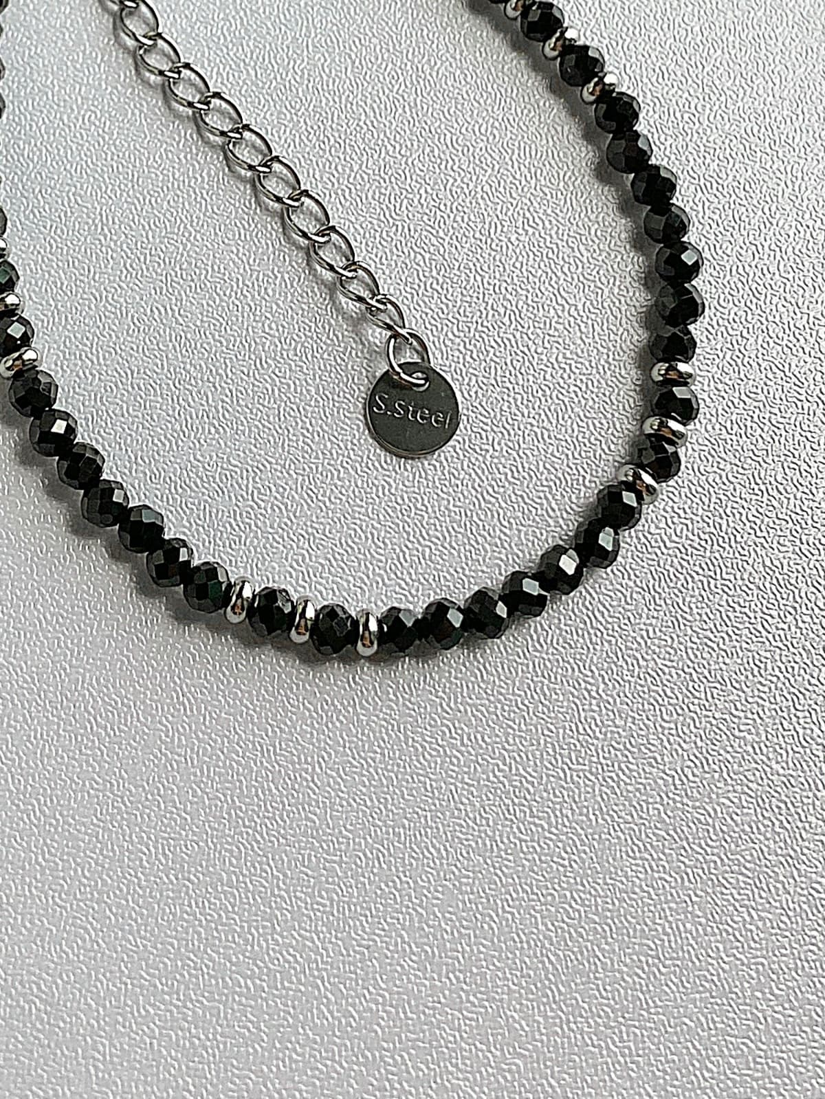 Surgical Ball Black Gemstone Bead Daily Layered Bracelet - 이미지 8