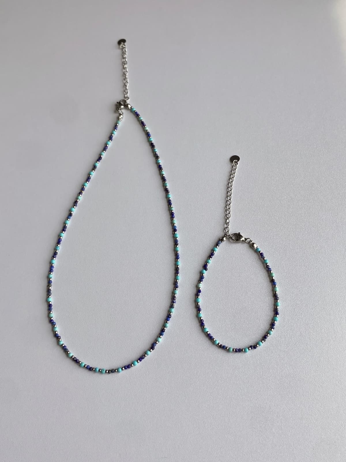 Surgical Blue Mint Beaded Choker Daily Layered Necklace - 이미지 4