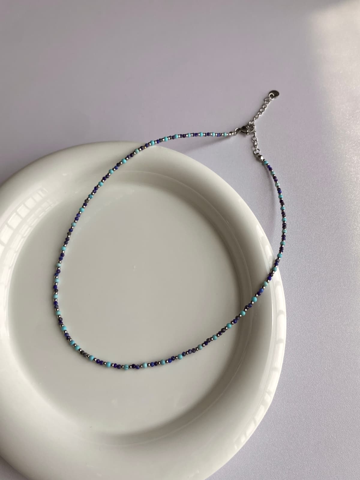 Surgical Blue Mint Beaded Choker Daily Layered Necklace - 이미지 5
