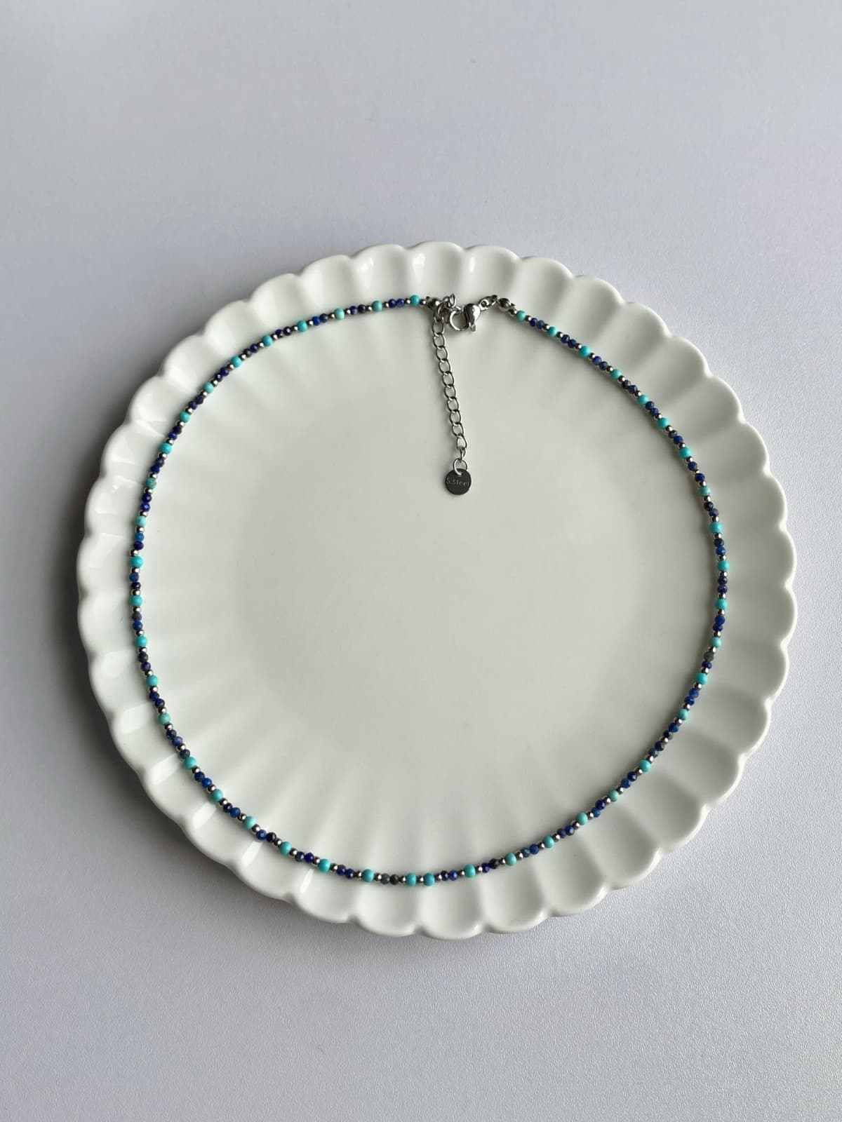 Surgical Blue Mint Beaded Choker Daily Layered Necklace - 이미지 7