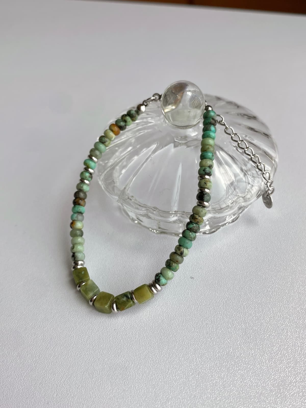 Surgical Steel Mint Green Gemstone Mix & Match Daily Layered Bracelet - 이미지 6