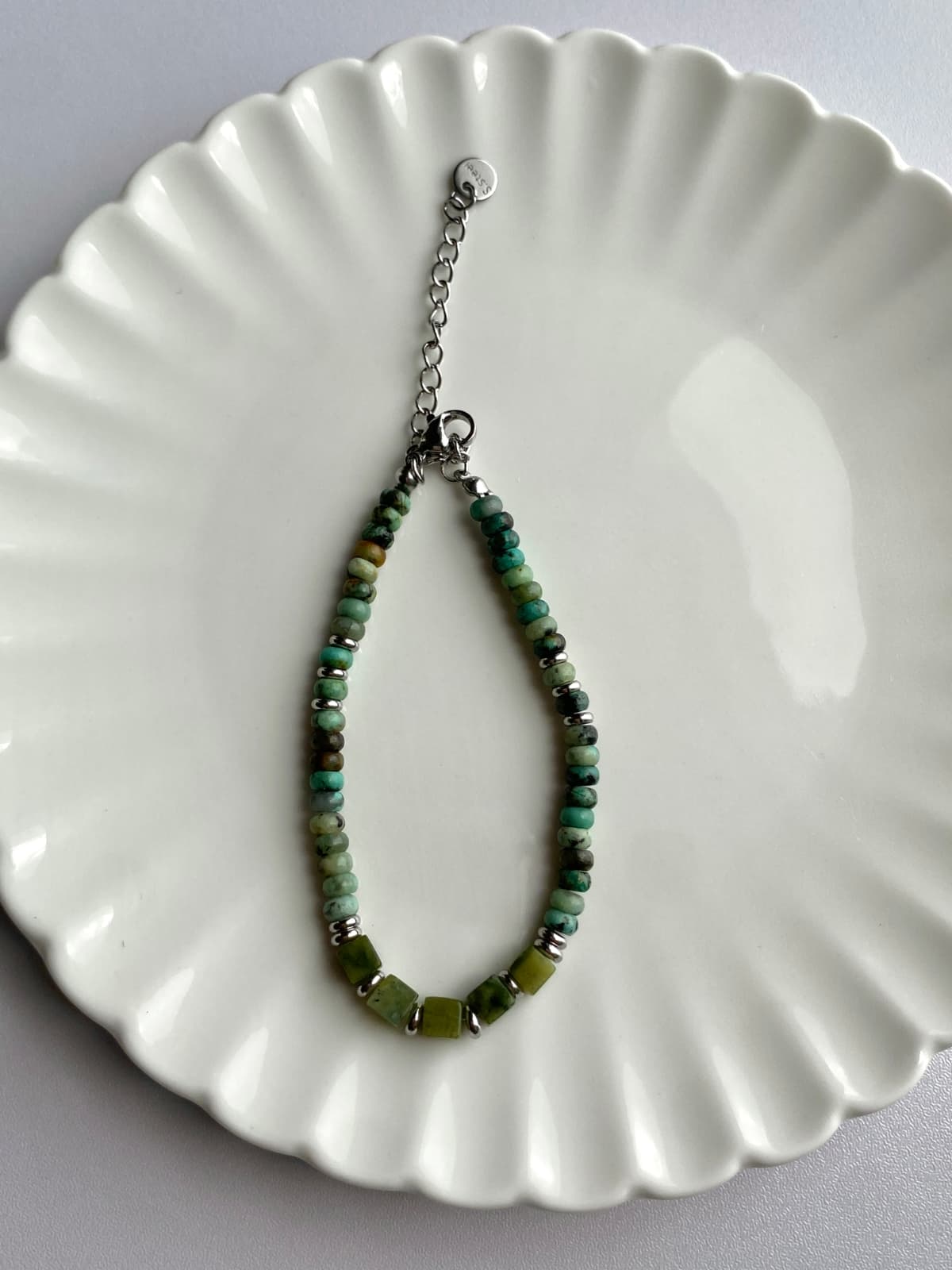 Surgical Steel Mint Green Gemstone Mix & Match Daily Layered Bracelet - 이미지 8