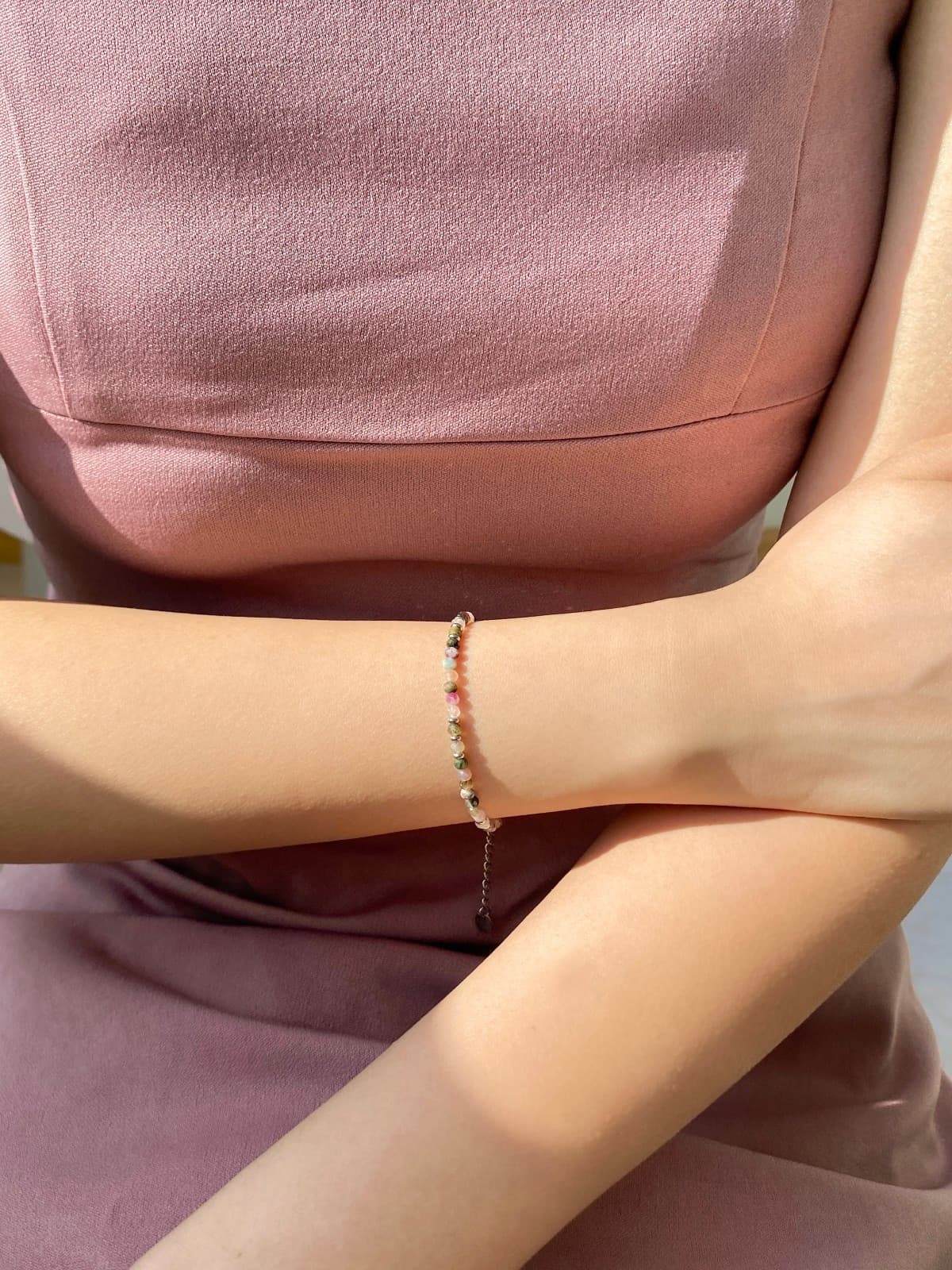Surgical Multicolor Gemstone Bead Chain Layered Daily Bracelet - 이미지 6