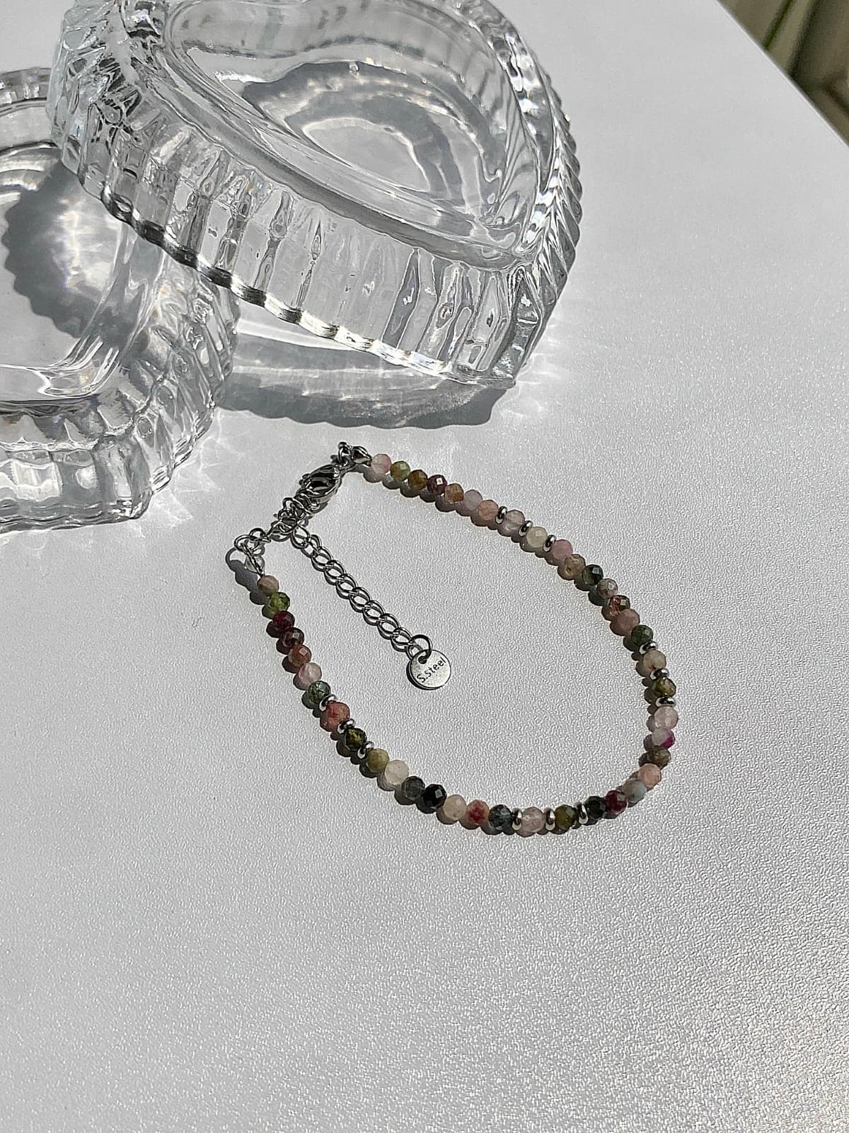 Surgical Multicolor Gemstone Bead Chain Layered Daily Bracelet - 이미지 2