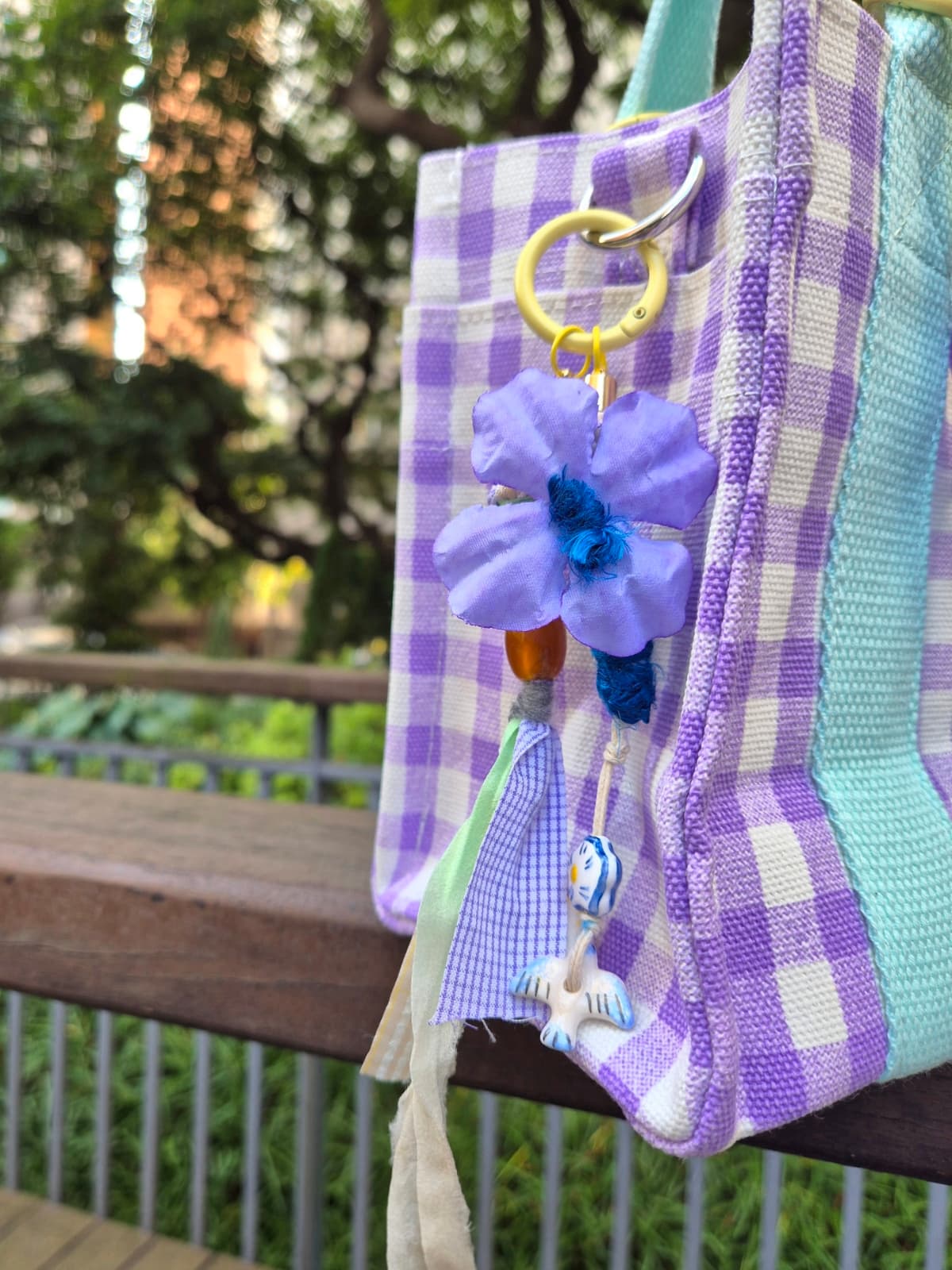 Purple Flower Ceramic Bead Strap Keyring Keyholder - 이미지 8