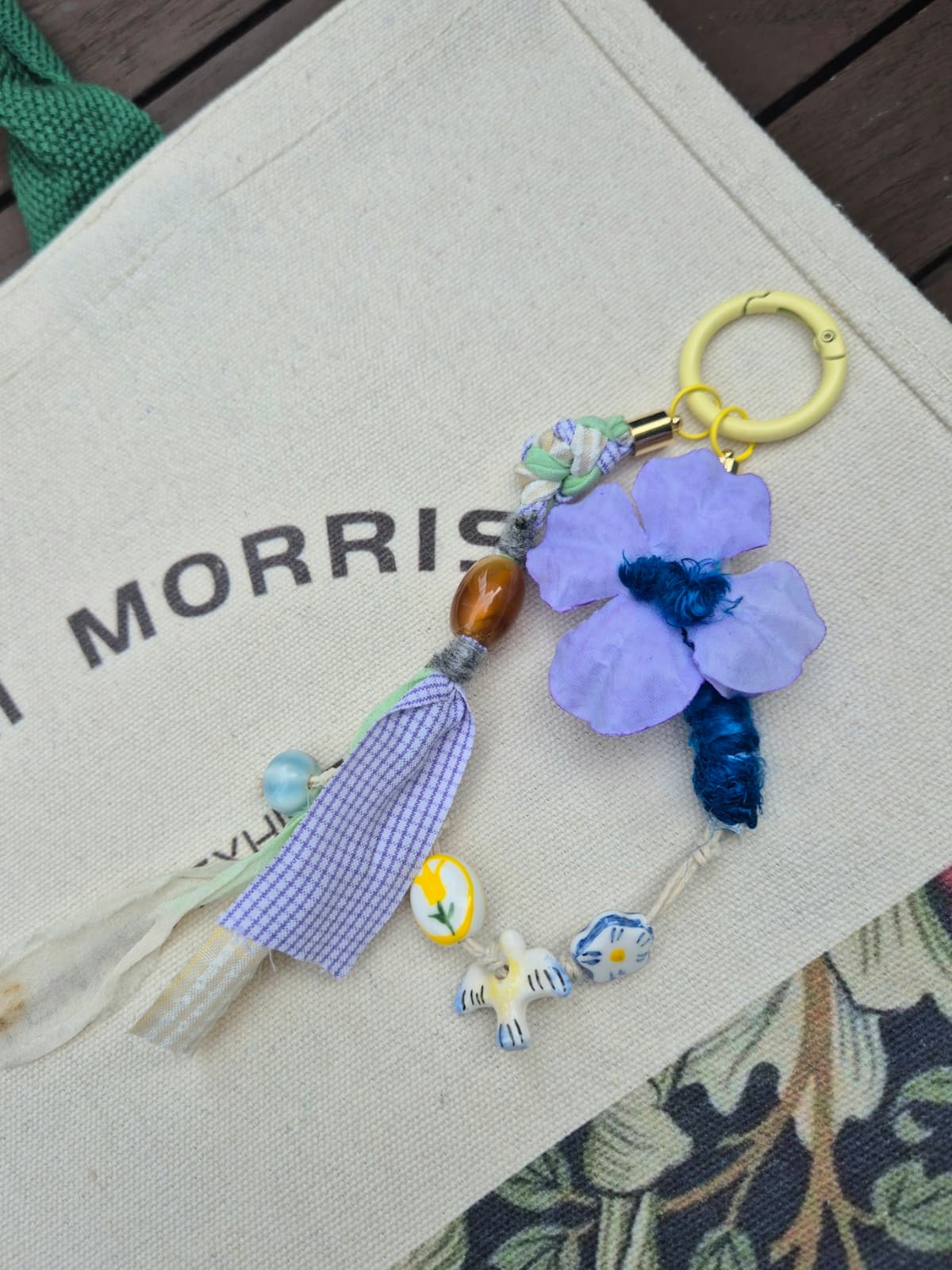 Purple Flower Ceramic Bead Strap Keyring Keyholder - 이미지 7