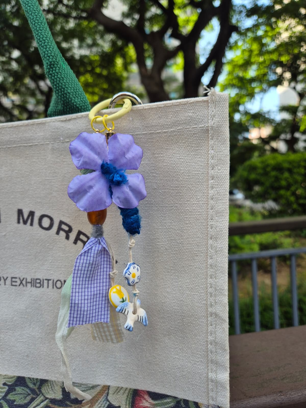 Purple Flower Ceramic Bead Strap Keyring Keyholder - 이미지 6