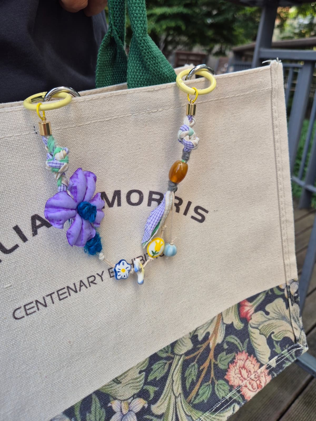 Handmade Purple Flower Bag Charm Bag Accessory Strap Keyring Keyholder - 이미지 4