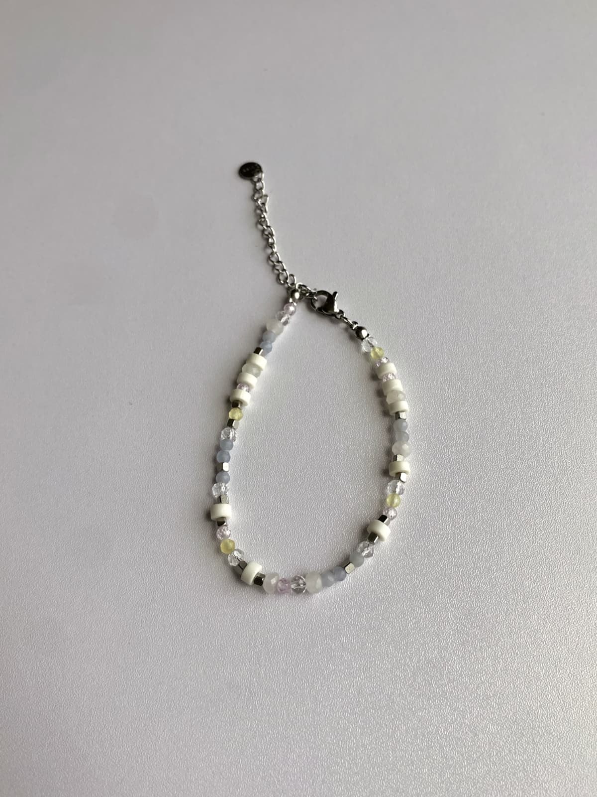 Surgical White Pastel Bead Layered Daily Bracelet - 이미지 2